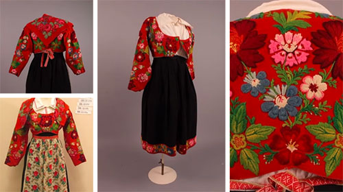 Bright and colorful Swedish folk dress. Magnificent set. The bodice and hem  of the skirt is adorned with floral embroidery #Swedishfolkdress  #Swedishcostume #Swedishclothing #Swedishembroidery #embroidery  #floralembroidery #nationalclothing ...