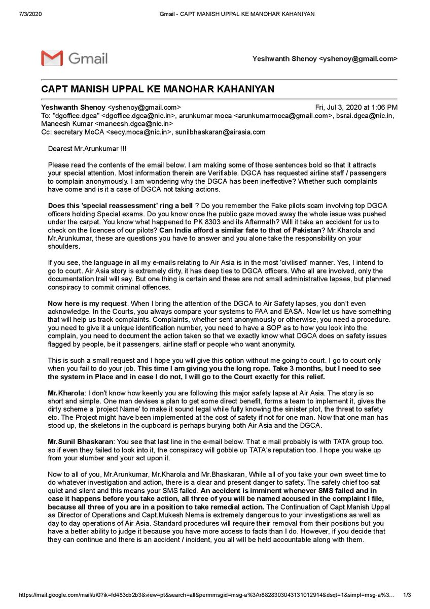 AwakenIndia's tweet image. @AirAsiaIndian story is getting dirtier every day. I received an anonymous e-mail that I sent to @DGCA_IN and @MoCA_GoI, who are alone responsible for the Safety of the people. There is a total failure of SMS and Air Asia has not bothered to put out a statement &amp;amp; explain.