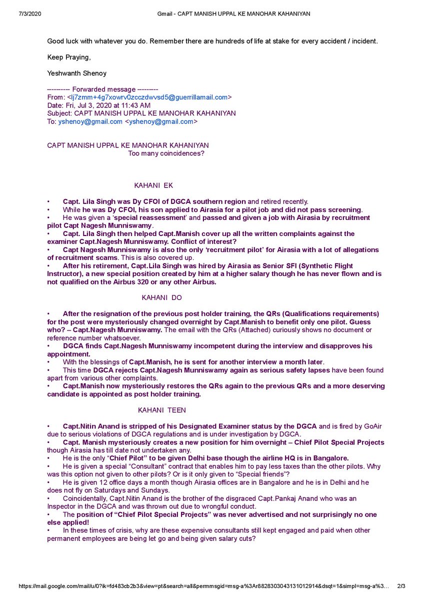 AwakenIndia's tweet image. @AirAsiaIndian story is getting dirtier every day. I received an anonymous e-mail that I sent to @DGCA_IN and @MoCA_GoI, who are alone responsible for the Safety of the people. There is a total failure of SMS and Air Asia has not bothered to put out a statement &amp;amp; explain.