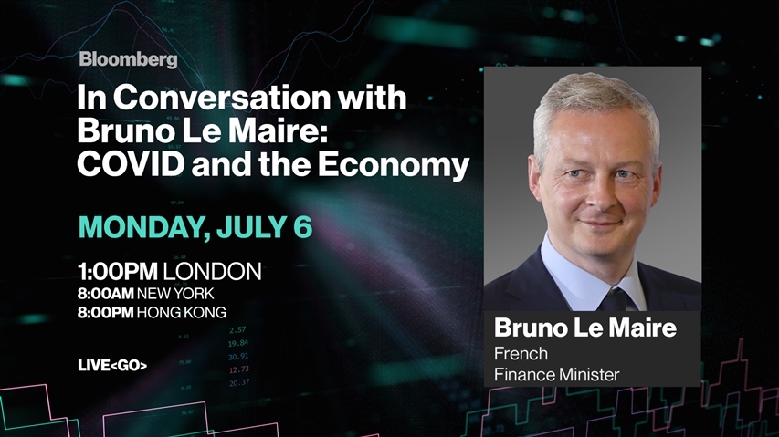 Bloomberg (@business) on Twitter photo Join @Flacqua on Monday July 6 at 2PM CET for an exclusive conversation with French minister for the economy and finances <a href="/BrunoLeMaire/">Bruno Le Maire</a> on the economic impact of the coronavirus pandemic. Register to watch live ▶️ onlinexperiences.com/scripts/Server… Join @Flacqua on Monday July 6 at 2PM CET for an exclusive conversation with French minister for the economy and finances <a href="/BrunoLeMaire/">Bruno Le Maire</a> on the economic impact of the coronavirus pandemic. Register to watch live ▶️ onlinexperiences.com/scripts/Server…