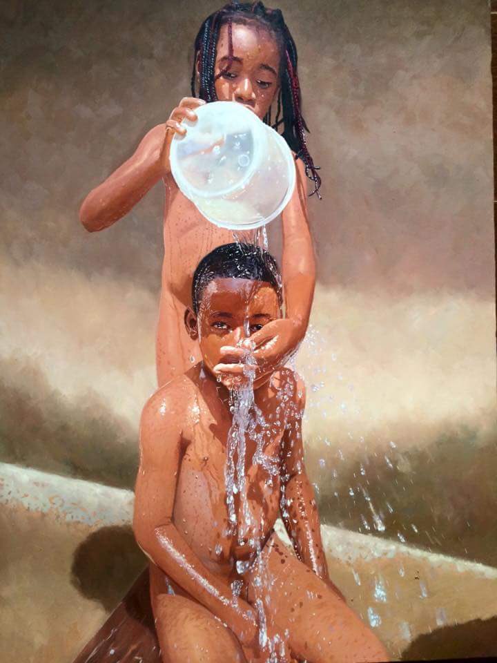 « Untitled », Oregesun Olumide

Oregusun Olumide is a Nigerian artist known for his hyperrealistic oil paintings. Water is one his main theme, indeed the artist paints especially people who use water in their daily life. #contemporaryart