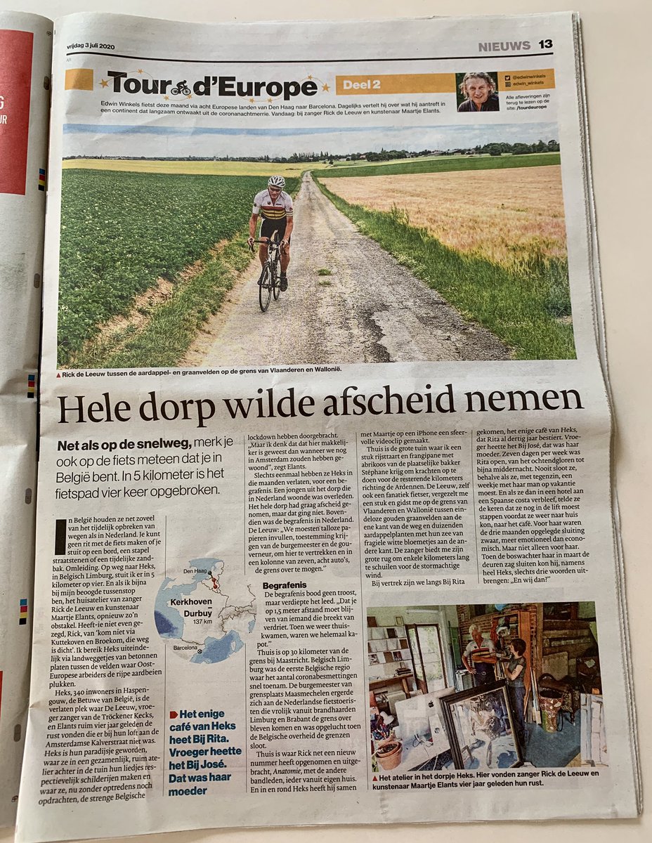 4Cycling's tweet photo. @edwinwinkels Vandaag weer mooie pagina in het @ADnl #tourdEurope #toerfietsen https://t.co/faei8Niz1X