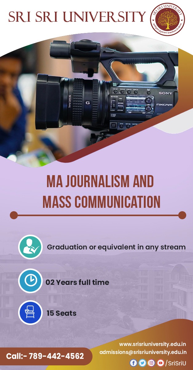 SriSriU's tweet photo. MA Journalism and Mass Communication at @SriSriU offer training to aspirants with a practical #journalistic approach corresponding to requirements of the digital era, essential to communicate with masses.

To Apply: https://t.co/ZXUSbzhPE7

Limited Seats

#JoinSSU #MJMCAtSSU https://t.co/V2lOqnS6C2