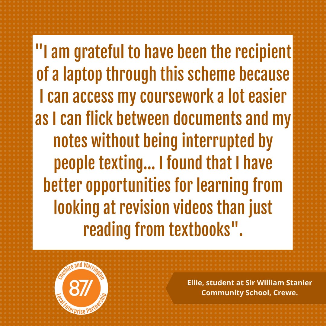 candwep's tweet photo. By receiving a laptop and internet access, a student's academic life can truly be enhanced. Here's a quote from Ellie at @SWS_School one of the students who has benefitted from #GettingStudentsOnline.
More >> https://t.co/6ZynT0DgSz
@ThePledgeCW @MktgCheshire @CWBizHub https://t.co/l7pfZ9T29m