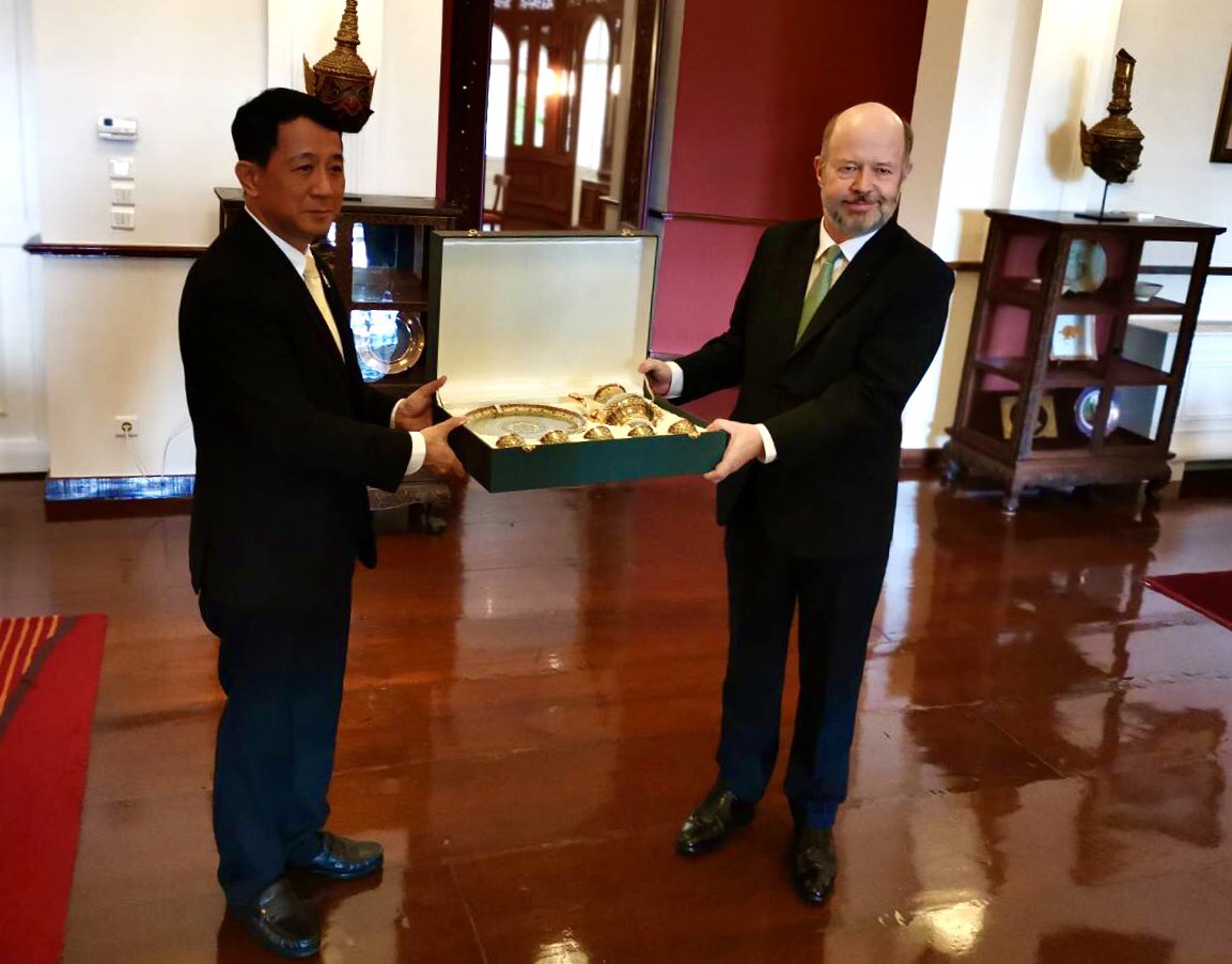 J_Lapouge's tweet photo. I wa glad to host at the residence Prof. Sirirurg Songsivilai, Secretary General of NRTC. Many ideas to strengthen scientific cooperation between 🇹🇭and 🇫🇷, with the Royal Golden Jubilee program, interaction with French research centers, co-fundings, regional cooperation,... https://t.co/LAf5kbEgQy