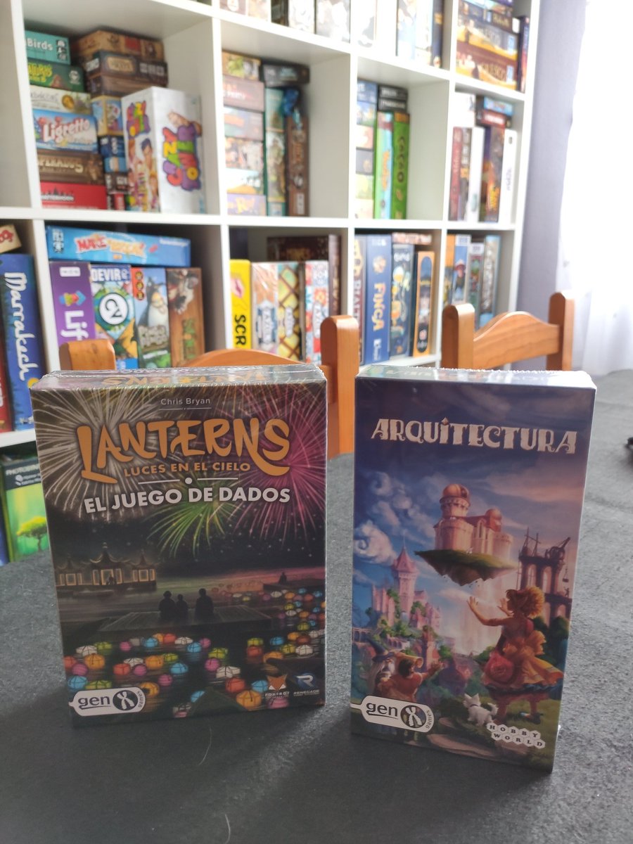 RDJugones's tweet photo. Ya tenemos en casa eserando para enseñaros, dos de las novedades que presenta en julio @GenXGamesSpain #Lanternsdice y #Arquitectura el ganador de la encuesta!! https://t.co/POgcqZZ1cZ