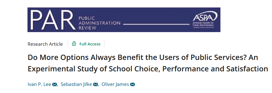 Are more options always a good thing? 

In our <a href="/PAReview/">PAR</a> paper (with @SebJilke &amp; <a href="/_Oliver_James_/">Oliver James</a> ), we argue that facilitating minimal user choice is preferable to having no choice, but further increasing options may not bring additional benefits. 

URL: rb.gy/lxcdkn