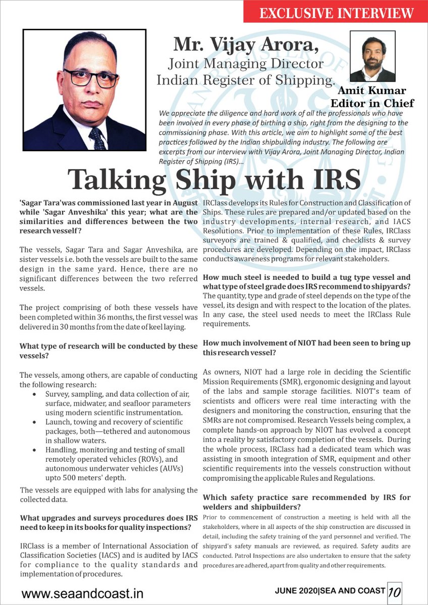 seaandcoast1's tweet photo. Check out our exclusive interview🎙️'Talking Ship with IRS' with Joint Managing Director @irclass Vijay Arora where we talk about #EverthingShipping. 

#shipping #shippingcontainer #maritime https://t.co/alq0OpymbX