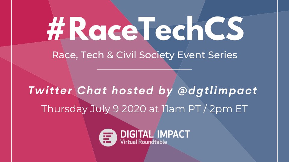 stanfordccsre's tweet image. How is tech used to surveil Black &amp;amp; Brown bodies? How can we shape the regulation &amp;amp; employment of tech? Join us for the #RaceTechCS Twitter chat to explore these &amp;amp; other #RaceandTech questions on Thu 7/9, 11am PT/2p ET moderated by @dgtlimpact. @DigCivSoc bit.ly/3dVX5lX