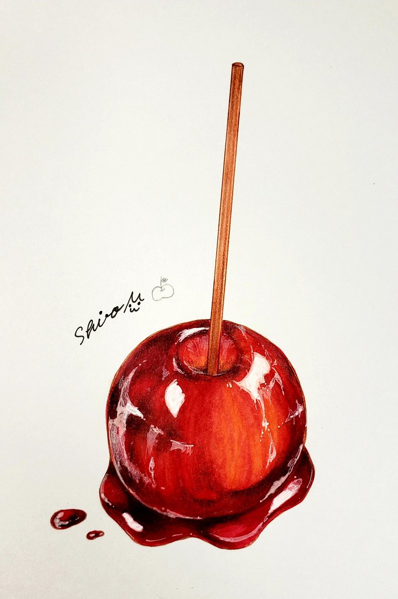 「りんご飴描いてみましたー!??
#コピック 」|しろえむのイラスト