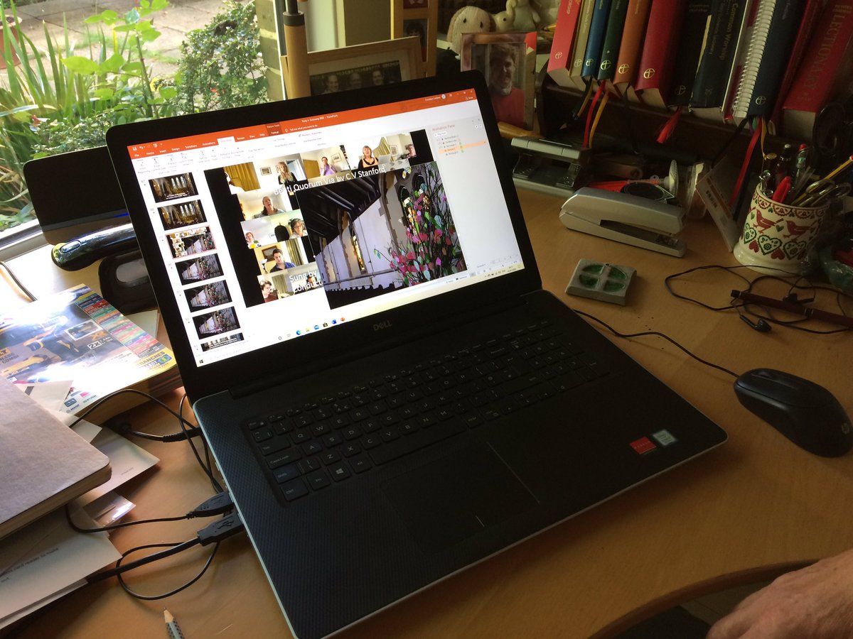 ChristChurchN14's tweet photo. Fr Ch putting together the final edit of our #ChoralEvensong for #Trinity4. Available via our YouTube channel from teatime today. Music from @SouthgateChoir including Stanford’s Beati Vir recorded virtually this week...sounds lush! @churchofengland @ChoralEvensong @bpedmonton https://t.co/bUVaPfWS5p