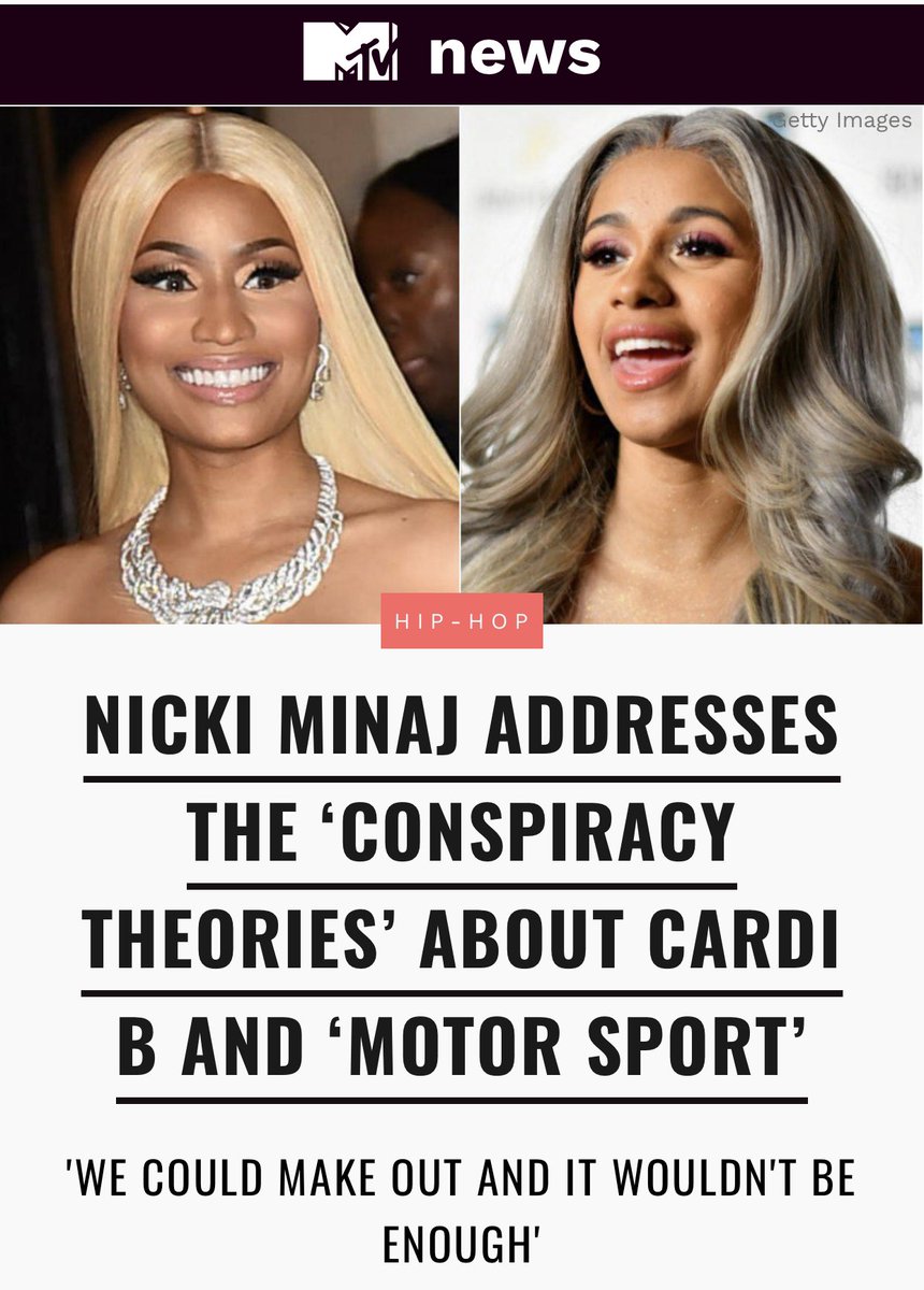 October 2017: Cardi B is asked about Nicki Minaj and if there is a beef. Cardi denies it. Nicki co-signs Cardi’s statement and goes into detail about how “Motorsport” came about.