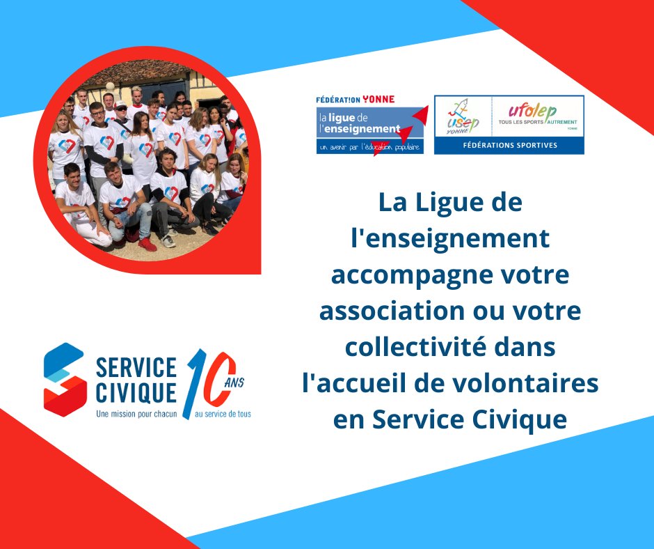 Avec votre affiliation, vous bénéficiez de l’agrément Service Civique de la Ligue de l’enseignement.
C’est le moment de donner de l’élan à vos projets !
Pour plus de renseignement n’hésitez pas à contacter Cécile Macon 
📞 06 31 28 63 82
📧 cmacon@laliguebfc.org
#servicecivique