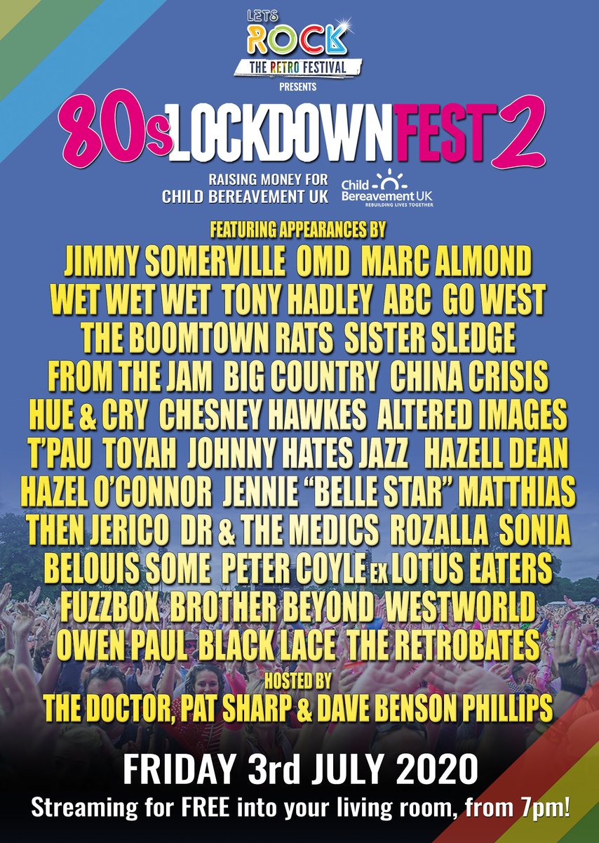 cbukhelp's tweet photo. It’s the Let’s Rock the 80s Lockdown Festival tonight at 7pm! Enjoy performances from 80s favourites free of charge.
Click here to find out where you can watch it: https://t.co/e4bUBwU8SJ
#80sLockdownFest #LockdownFest2 https://t.co/yYA4QVliMA