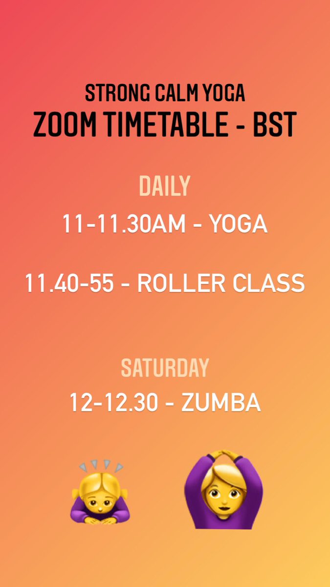 HelensZumba's tweet photo. Hello yogis and dancers! Hope everyone is fit &amp; healthy. Quick update to my timetable. See you soon! 👌🙏 #yoga #onlineclasses #fridaymorning https://t.co/Ubp0i9yjUc