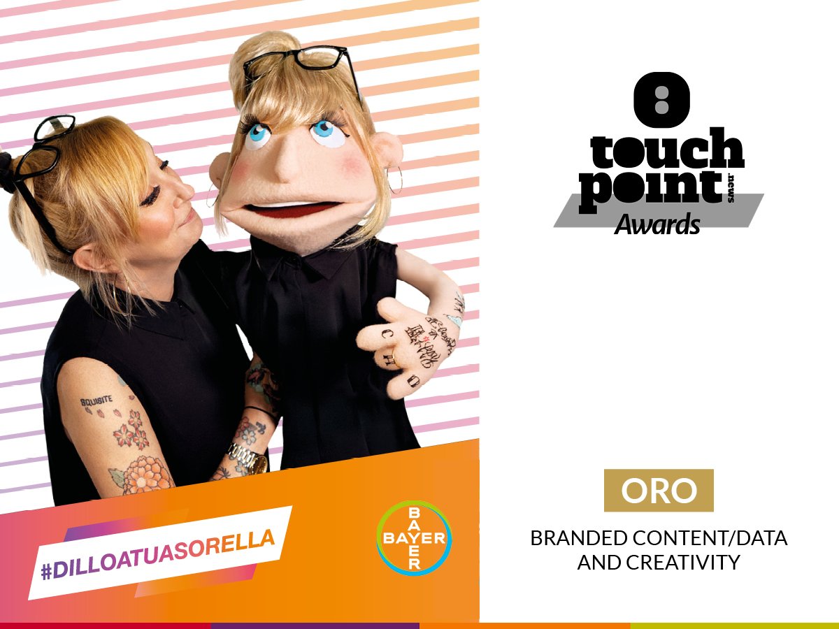 Un puppet che parla di contraccezione e sessualità? Sì, e con la voce de <a href="/lapinadeejay/">La Pina Deejay</a>! 
La campagna #dilloatuasorella, firmata True Company per <a href="/BayerItalia/">Bayer Italia</a>, è stata premiata ai Touchpoint Awards nella categoria Branded Content/Data and Creativity ✨🥇