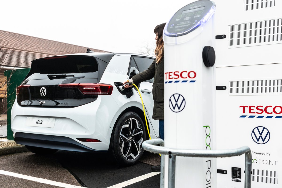 We’re proud to announce that so far we’ve installed free @Pod_Point electric chargers in 200 <a href="/Tesco/">Tesco</a> stores around the UK. So far, the network’s been used 150,000 times by #EVs from all brands, providing enough energy to drive around the world approximately 120 times!