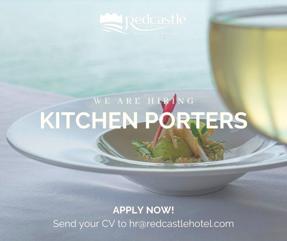 We are hiring! We are looking to fill various positions at the 2AA Rosette Edge Restaurant. Share with anyone who might be interested! 😃
Apply now on hr@redcastlehotel.com