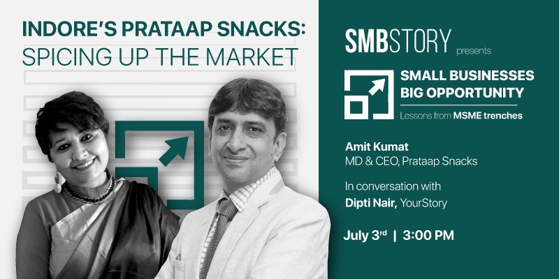 smbstory's tweet photo. We are live with the latest episode of #SMBStory's 'Small Businesses Big Opportunity' with Amit Kumat, MD &amp; CEO, Prataap Snacks in conversation with Dipti Nair

@DiptiDaveNair 

Watch it live here: https://t.co/kAP0hxr9GI https://t.co/VYHZRcXenM