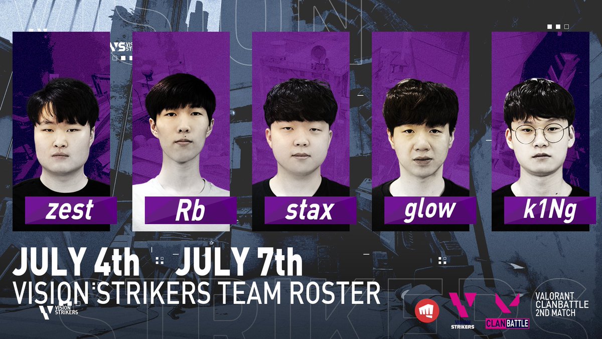 DRX_VALORANT's tweet image. @PlayVALORANT
 #Inven #ClanBattle #클랜배틀 #2회차 에 참가하는 Vision Strikers의 로스터입니다. 많은 응원 부탁 드려요 ~