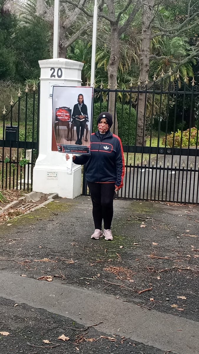 WomenProtestSA's tweet image. Reverend June is on a hunger strike since Wednesday to force the church to address the rape she suffered at the hands of a priest in 2002. She set-up a tent and chair in front of the home of Archbishop Thabo Makgoba in Bishop’s Court, Cape Town. 

#TheTotalShutdown
#24Demands
