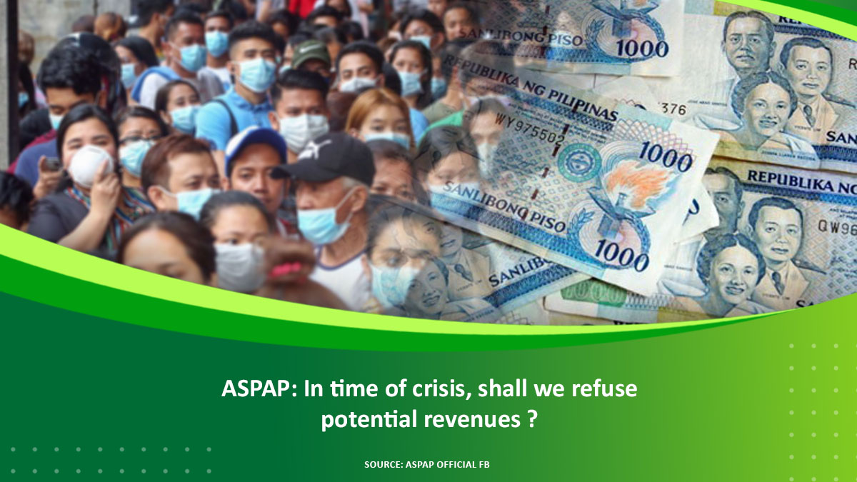 aspaphilippines's tweet photo. We should not reject activities that provide revenues at a time when the country needs it most https://t.co/W3LwZnXiyj