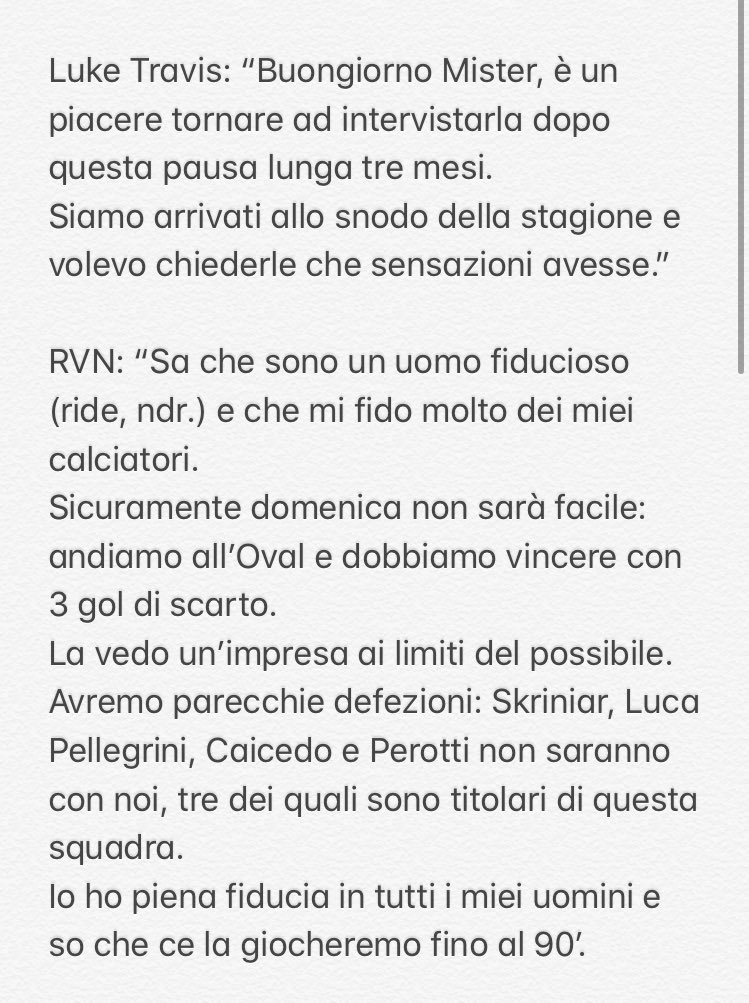 DynamoMartial's tweet photo. 🎤| INTERVISTATO IL MISTER
@RvN1776 ha dedicato 10’ di tempo a #LukeTravis per rispondere a tre domande prima della #Semifinale (nonché #DerbydeiCarli).
#VOGLIAMOLAFINALE
Ecco le sue parole: https://t.co/0Hwl2UyHsw