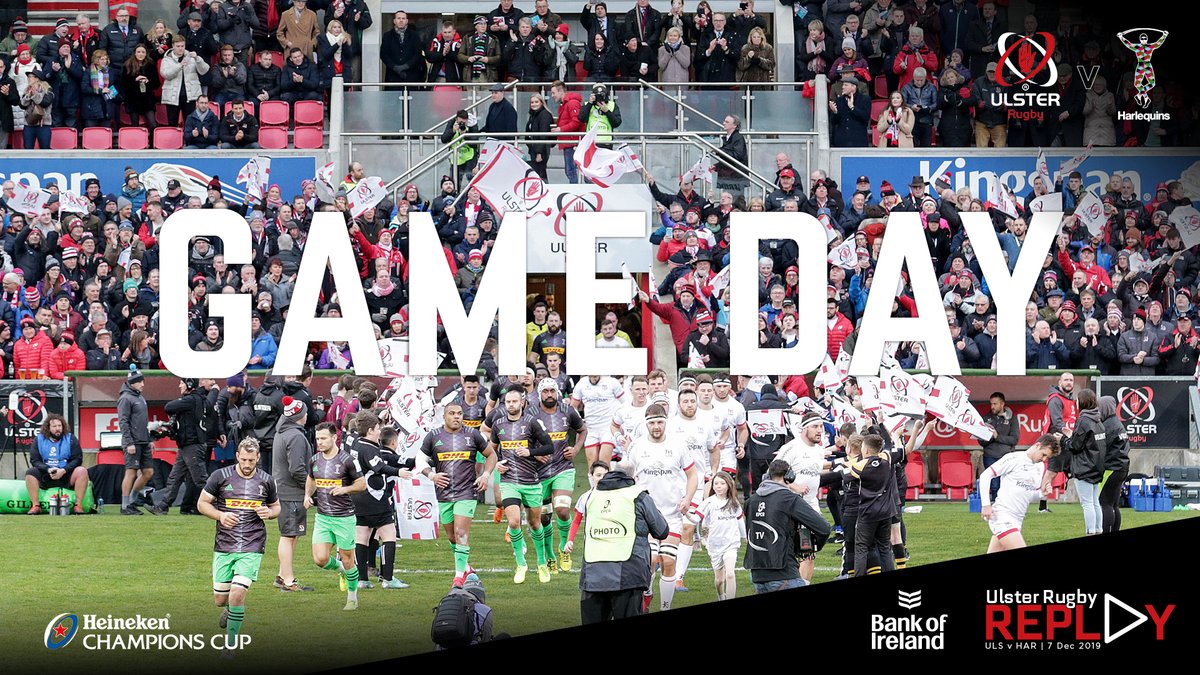 𝐈𝐓'𝐒 𝐆𝐀𝐌𝐄 𝐃𝐀𝐘!

Ulster 🆚 Harlequins, ２０１９

Streamed as-live tonight at 7:45pm over on our Facebook &amp; YouTube channels 👉 bit.ly/31yMNWq