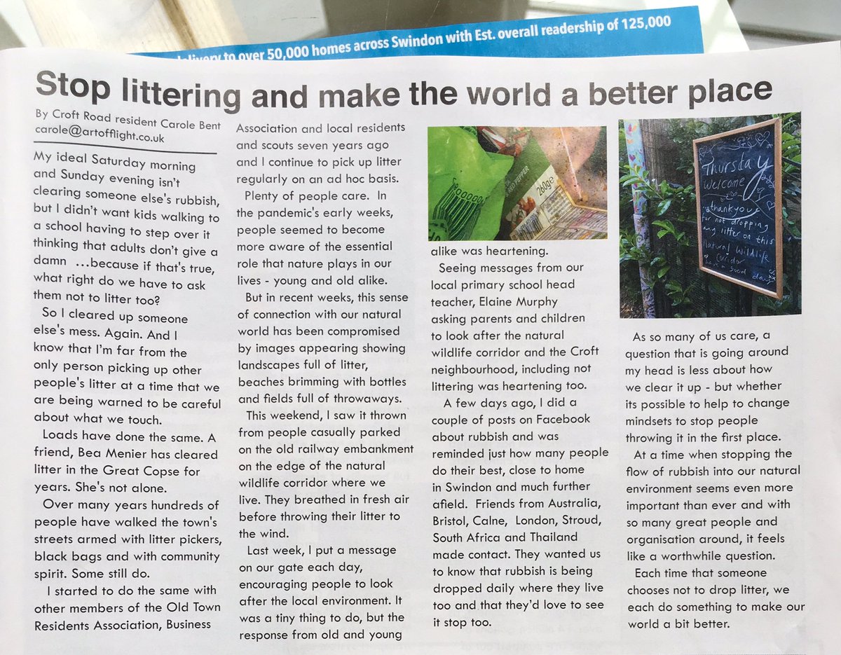 Scampycat123's tweet photo. It’s rubbish to drop rubbish. Thanks to @swindonlink 
for including my piece ( Carole B : Marlborough lane xx ) @Marc_Allum @MarilynTrew @Anjelica1956 @joirritableowl @womblesofficial @SuzanneAskham @SproxtonAardman @StevenTimDay https://t.co/MkonbVgu2i