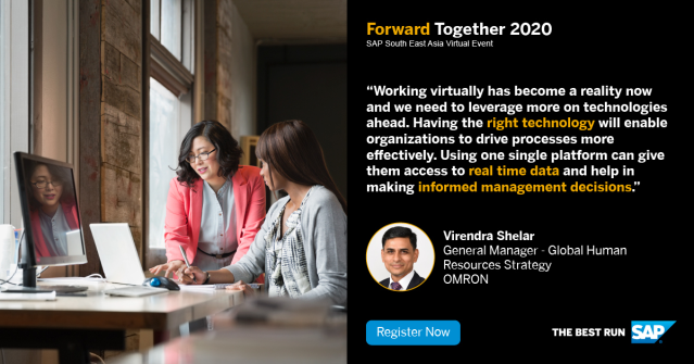 talentsavvy's tweet photo. Why now is the best time for HR Tech transformation? Hear Virendra Shelar, General Manager - Global Human Resources Strategy, OMRON, share his insights at #ForwardTogetherSEA2020 on 14th July. Sign up now: https://t.co/mGnX5lAw0K https://t.co/APxtBF47Eh https://t.co/c9n7Cv09PQ