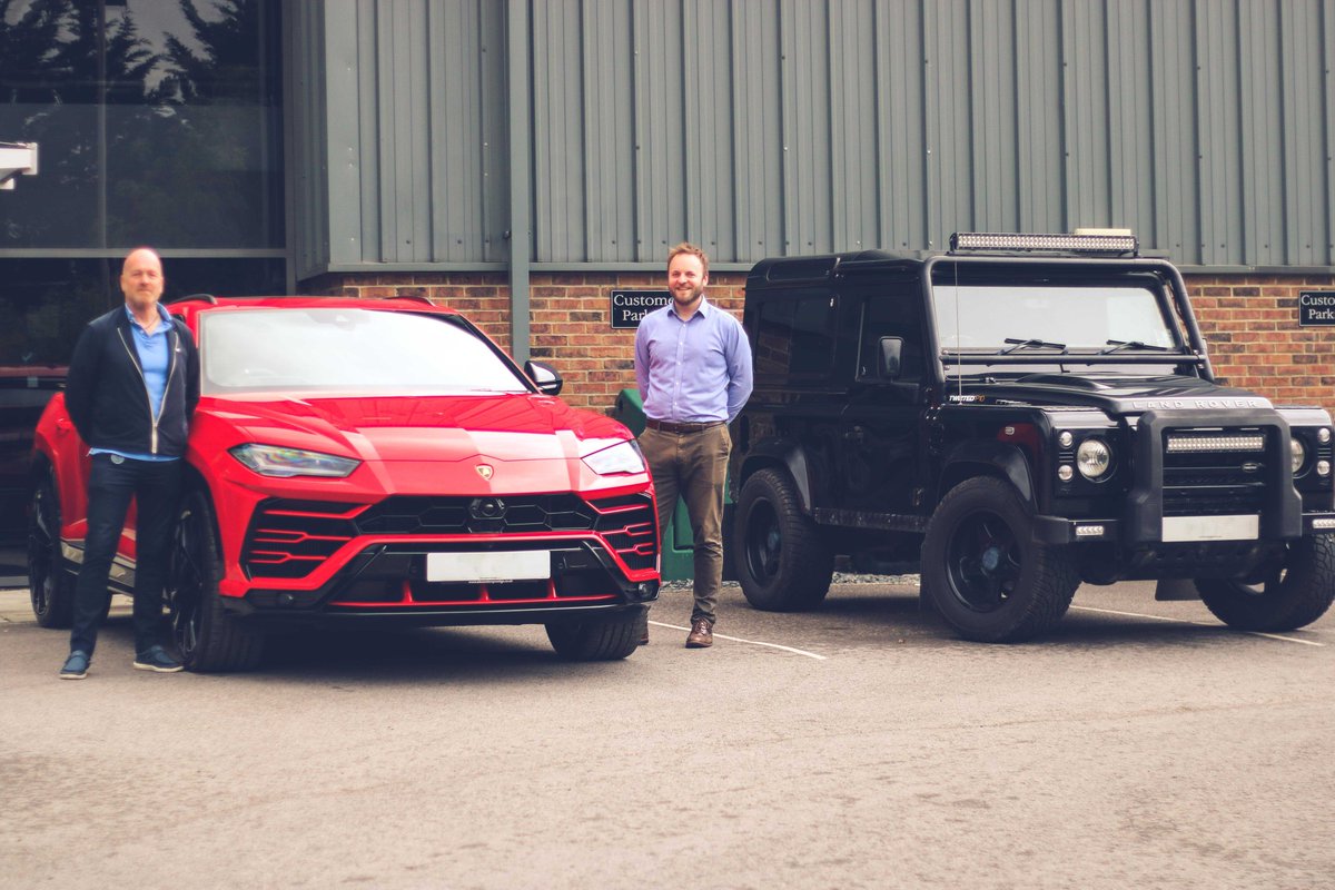 Alexanders_cars's tweet photo. Here is Tim contactless collecting his Rosso Mars Lamborghini Urus from John.
John sold Tim his Land Rover Defender 90 Twisted 8 years ago when he worked at Twisted HQ in Thirsk, now all these years later he came back to John to buy this exceptional upgrade.
#TheAlexandersWay https://t.co/oPgXjSyR1k