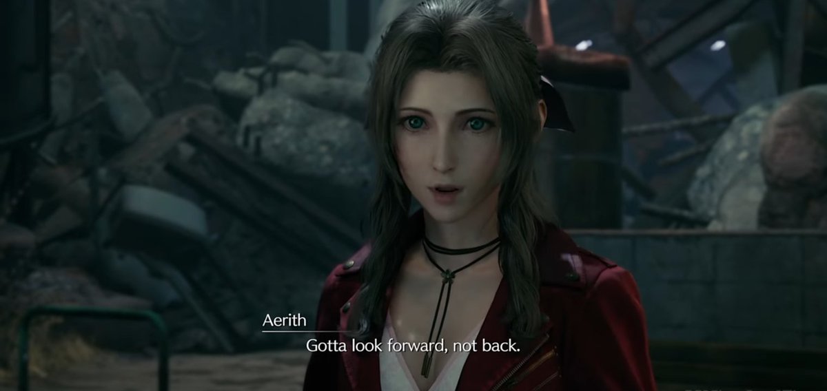 All that talk about past love. Just like what Cloud did, by making sure she knows he doesnt have a girlfriend, Aerith also assures him that she has moved on and that Cloud has no competition around.  #Clerith