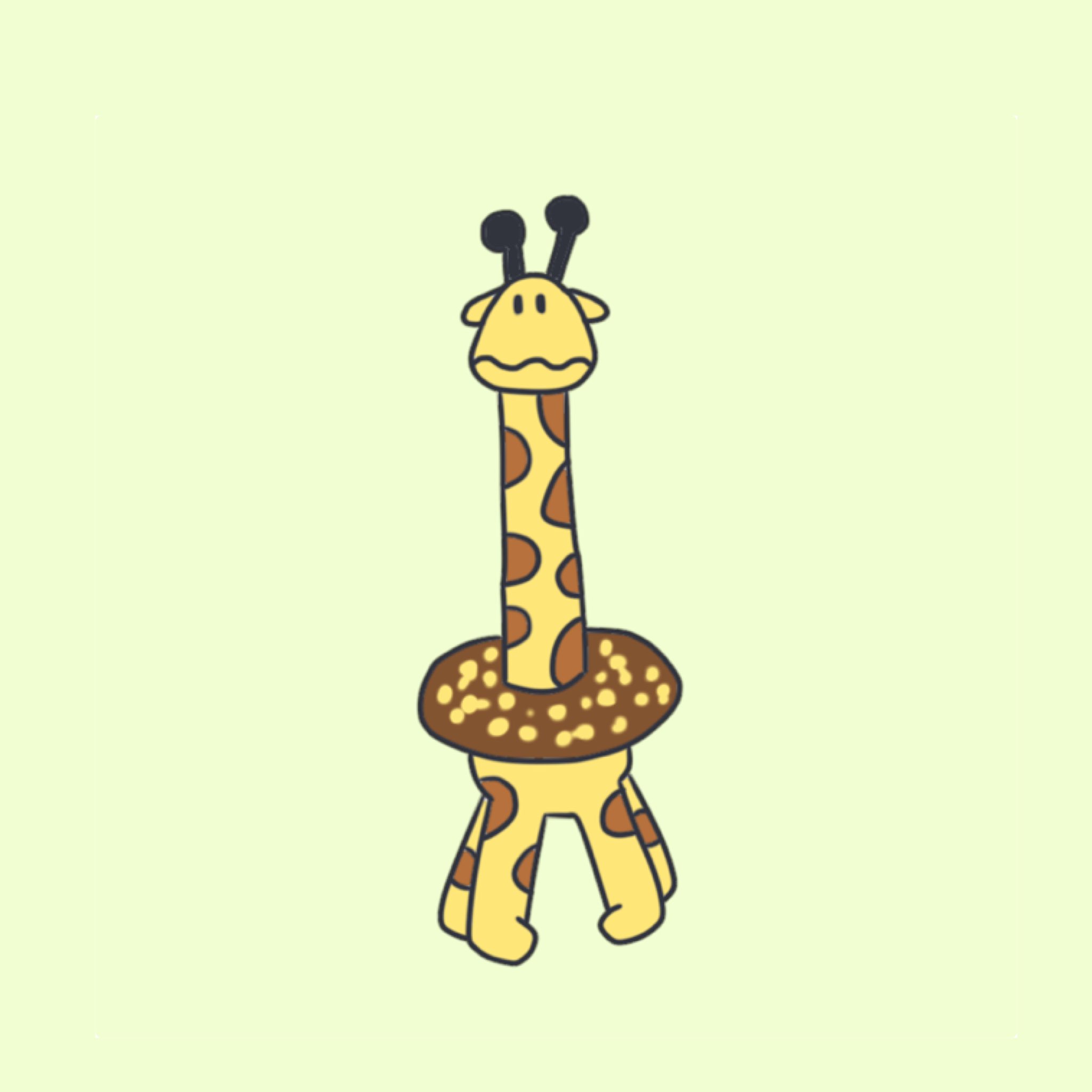 無表情な動物たち ゴールデンチョッキリン イラスト 無表情な動物たち ゴールデンチョッキリン ミスド ミスタードーナツ ゴールデンチョコレート ドーナツ きりん キリン ゆるいイラスト