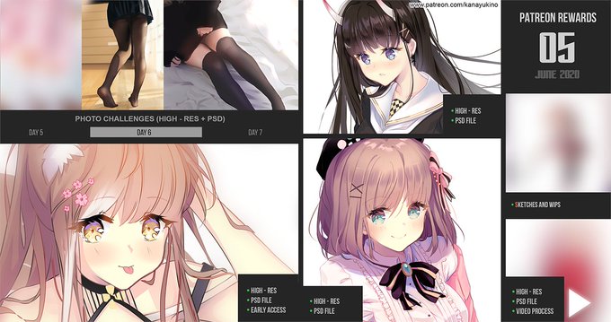 Rewards for June~! They will be available upon sign up any time as all files are uploaded permanently directly to the platform. Will be available on both Patreon and FANBOX. Any support is greatly appreciated!! (^=˃ᆺ˂) 