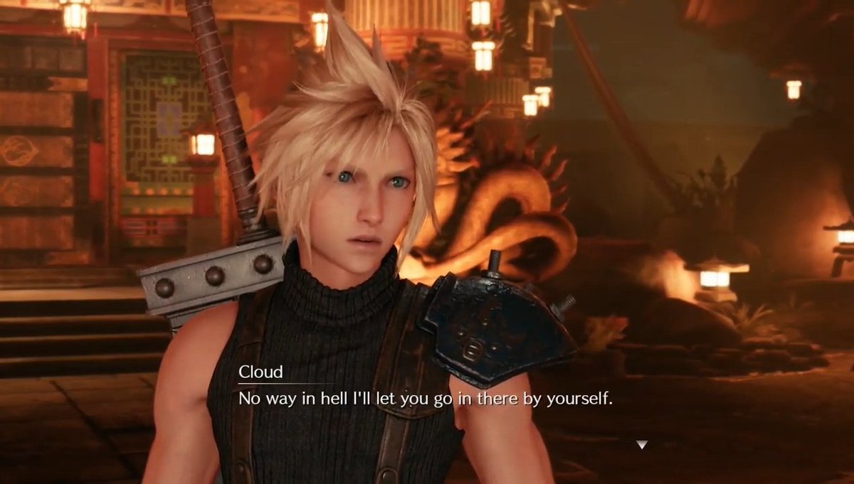 After that scene, Cloud is much more worried now, he doesn't want Aerith to go into the Don by herself, so Cloud has to do something he thought he would never do in his entire life just to protect and be with Aerith.   #clerith