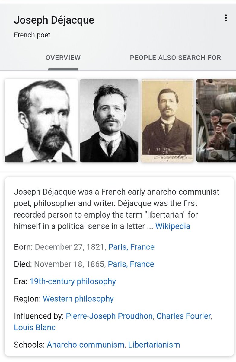 @buncuxd @Anarkokommunist @Hereticalmist @commieflavus Maybe you mistaked him for some other guy but Joseph Déjacque was an anarchist