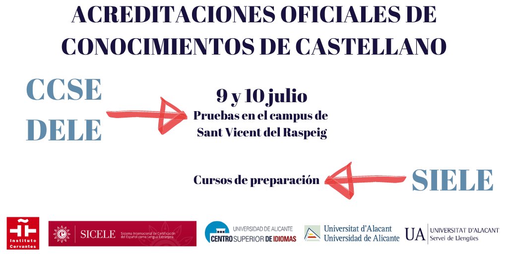 LlenguesUA's tweet image. 🗣El Centro Superior de @idiomasua  hará en el campus las pruebas del @InstCervantes (#DELE) y el examen oficial de español (#CCSE) 

🔄 La @UA_Universidad también acaba de participar en la Asamblea #SICELE 2020 

📌 web.ua.es/es/actualidad-…

@SIELE_org @ALCExperience #Alicante