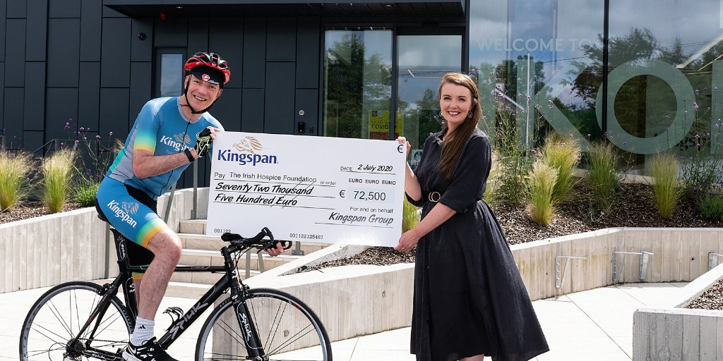 IrishHospice's tweet photo. A massive thank you to Kingspan @KingspanIns_IRL for the donation of €72,500 for #IHFCycle202020 🙏❤️ The Italian Cycle Challenge was due to take place this week to raise vital funds for our Nurses for Night Care programme 👉https://t.co/yT6qMzlZC3   #fundraising https://t.co/xuLkgUyOpI