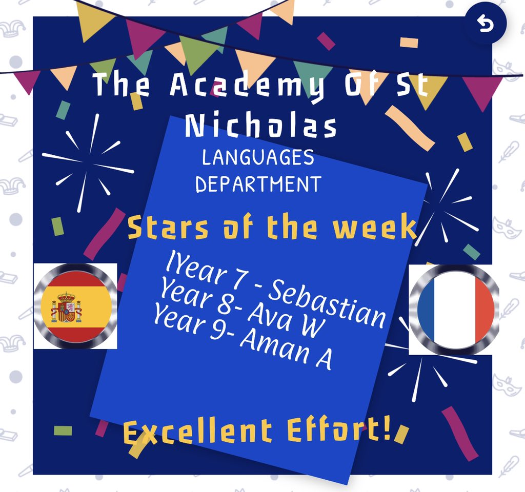 Well done to this weeks MFL stars of the week! 🌟 💫 ⭐️ 🇫🇷 🇪🇸