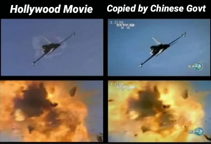 Govt of China copied a Hollywood film's scene &amp; showed it as exercise by Chinese Air Force.