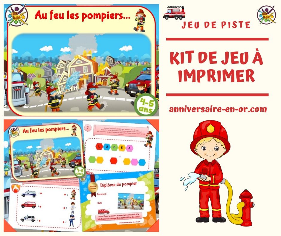 Jeu anniversaire pompier - Kit à imprimer enfant - Un Anniversaire en Or