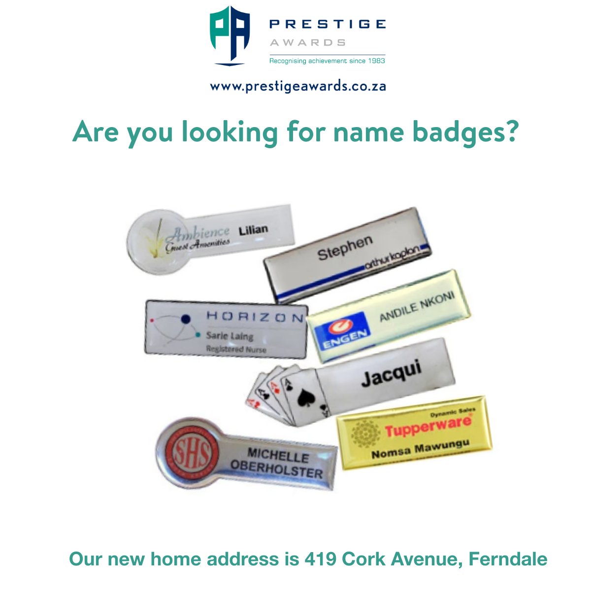 Do you need name badges for your new employee's?
View our range at: prestigeawards.co.za/collections/ba…

#Name #Badges #Employee #New