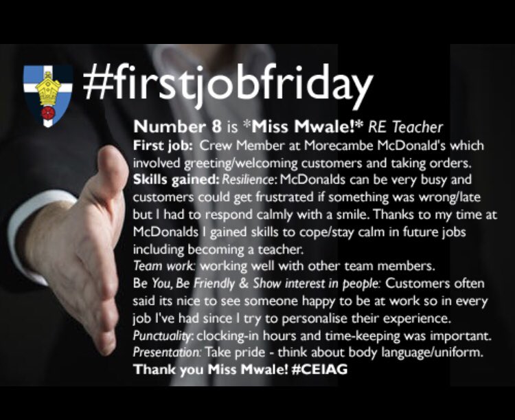 RipleyCareers's tweet photo. #firstjobfriday Thank you to Miss M! @RSTREdept #employability #flourish #CEIAG https://t.co/EwgWL281KX
