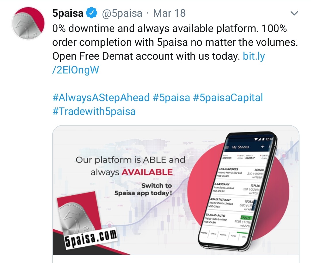 hypocryptic's tweet photo. @5paisa What was this claim bhai? https://t.co/Mxu5ndUdR5