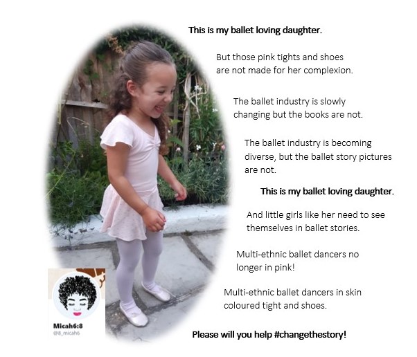 Can you help #changethestory by writing a story that features a more diverse ballet picture for little BAME boys and girls, like my daughter, to see themselves represented? (The story does not have to be specifically about ballet!) @JimHelmore @onichum @PhoebeWahl @richardlea