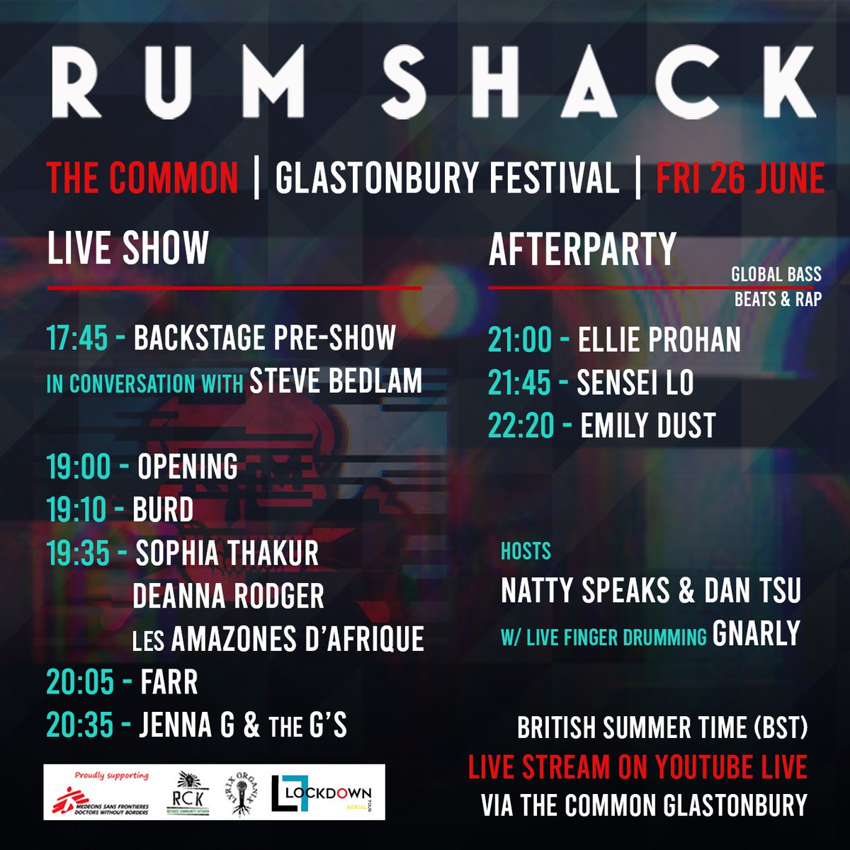 Today is the day to fill your Rum thirst! Join us to be part of our Rumshack live stream tonight. 100% free and 100% of profits go to <a href="/MSF_uk/">MSF UK</a> and <a href="/RefugeeCKitchen/">Refugee Community Kitchen</a>. Link to join us backstage for exclusive Backstage Pre-Show: bit.ly/RumshackLIVE