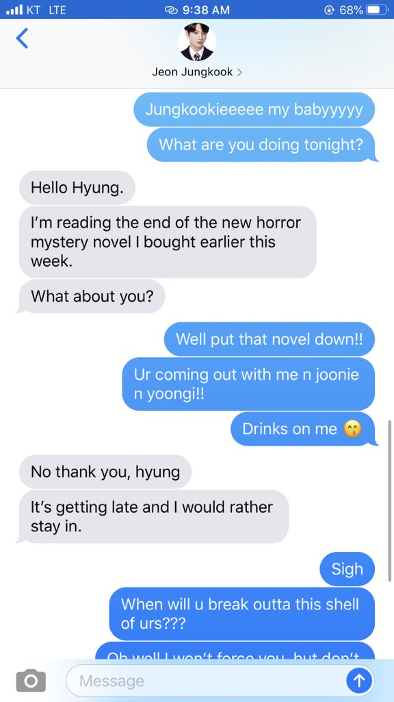 Jungkook texting outside of work hours :o