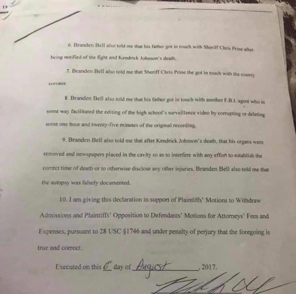 N This Statement Was Made By Ryan Anthony Domek Hernandez Hernandez He Corroborates The Earlier Tip That The Bells Killed Kendrick Johnson Over Taylor Eakin Brian Struck Kendrick With A 45lb Dumbbell