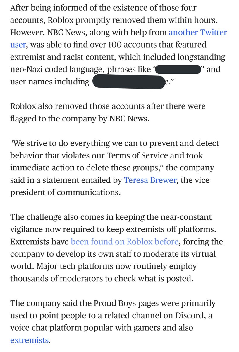 Ana On Break On Twitter Oh God Roblox Has So Many Moderation Issues And This Isn T Even Getting Into Sexual Harassment And Abuse On The Service - extremist accounts and messages are showing up on roblox an