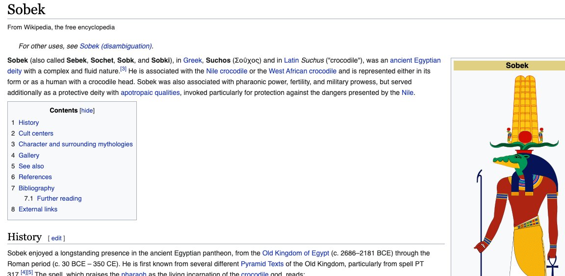 5) Crocodile: Would protect the Nile from foreign invaders6) Ichneumons (mongoose) It would kill the eggs of the crocodile so the crocodile would not overpopulate the nile.